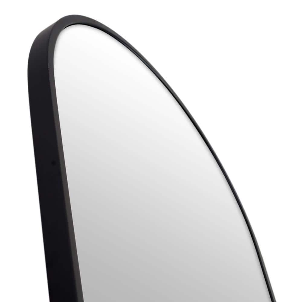 Black Arched Full Length Wood Mirror, 67" x 30"