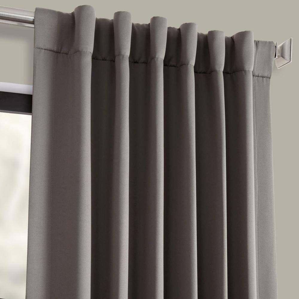 Neutral Grey Polyester Blackout Curtain Panel - 50 in. W x 108 in. L