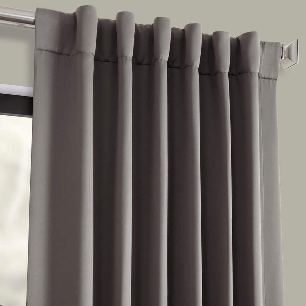 Neutral Grey Polyester Blackout Puddle Length Drapes