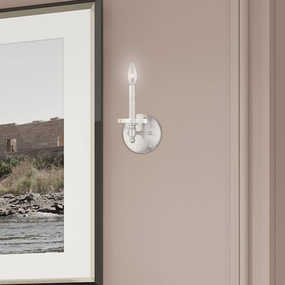 Bancroft Elegance Brushed Nickel 1-Light Crystal Sconce