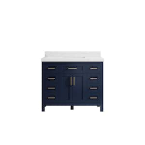 Cambridge 42 in. W x 22 in. D x 36 in. H Bath Vanity in Hale Navy Blue with 2 in Calacatta Quartz Top