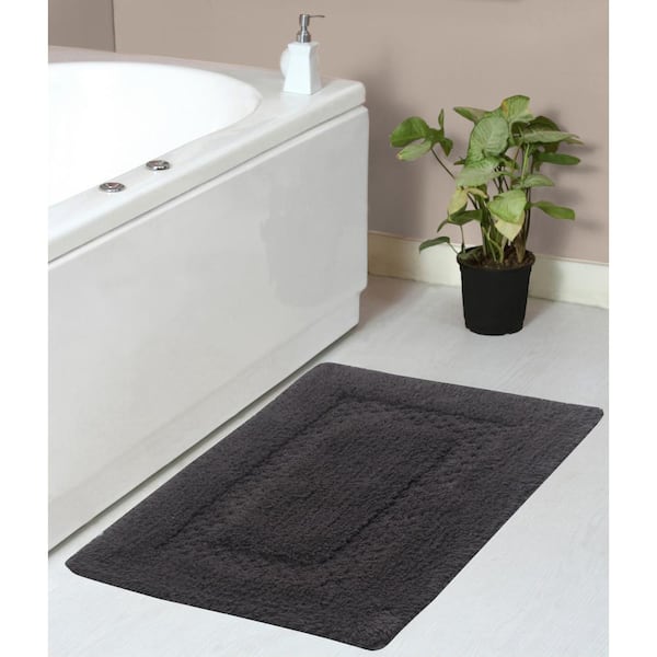 HOME WEAVERS INC Classy 100% Cotton Bath Rugs Set, 21 in. x34 in. Rectangle, Gray