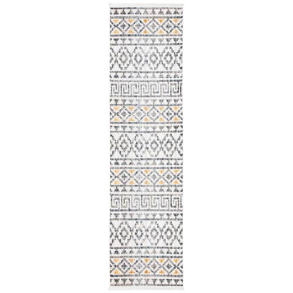 Sedona 2 ft. x 11 ft. Ivory/Charcoal Striped Geometric Runner Rug