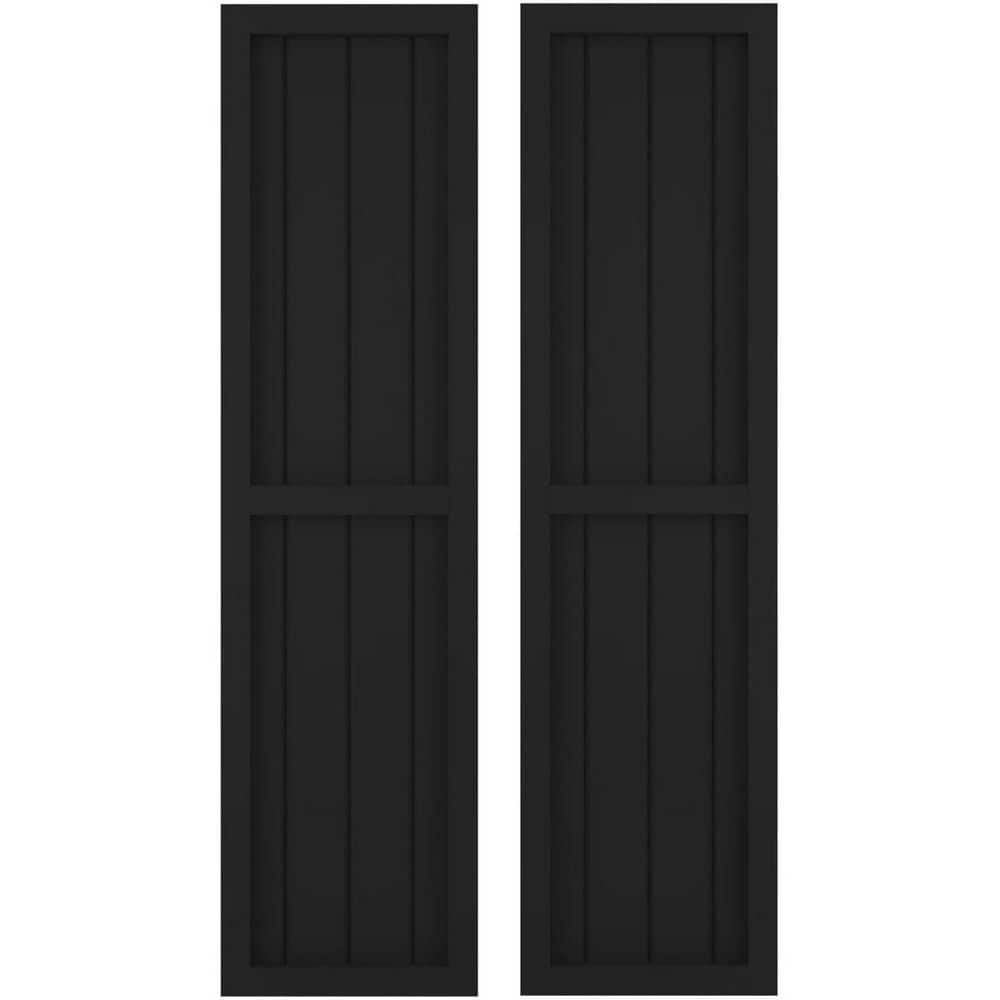14 in. W x 56 in. H Americraft 4-Board Exterior Real Wood 2 Equal Panel Framed Board and Batten Shutters in Black price history on PriceWatchPro