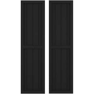 14-in W x 60-in H Americraft 4 Board Exterior Real Wood Two Equal Panel Framed Board and Batten Shutters Black