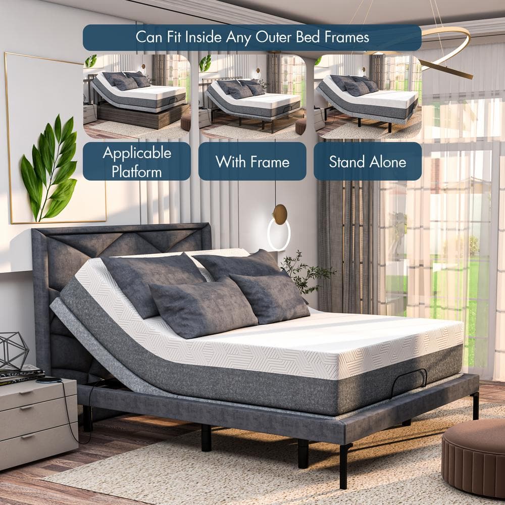 Split King Adjustable Bed with Cooling Gel Memory Foam Mattress