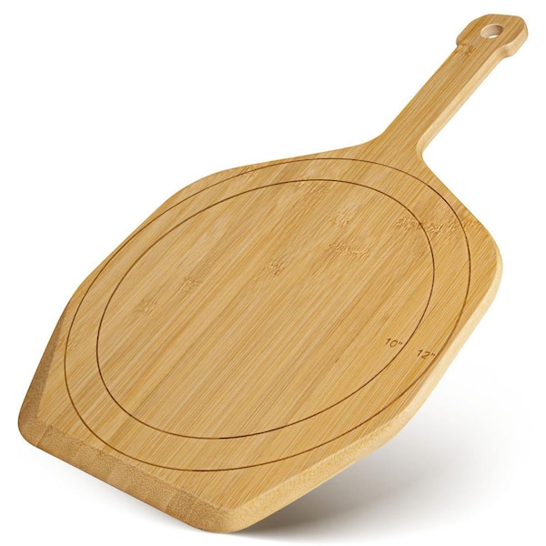 Natural Bamboo Finish Pizza Peel Wooden Paddle Spatula Board for Baking Homemade Bread Oven Pizza Accessory