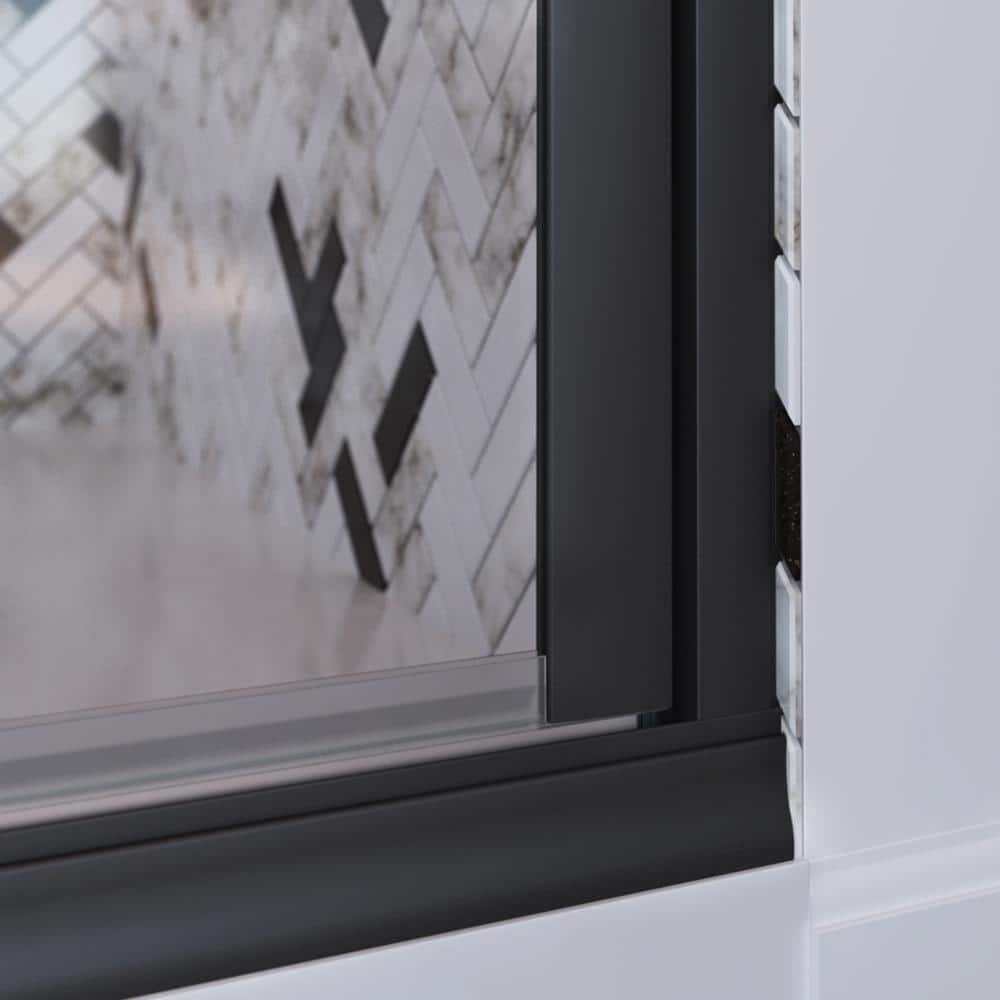 Distinctive Elite Matte Black Semi-Frameless Hinged Shower Door