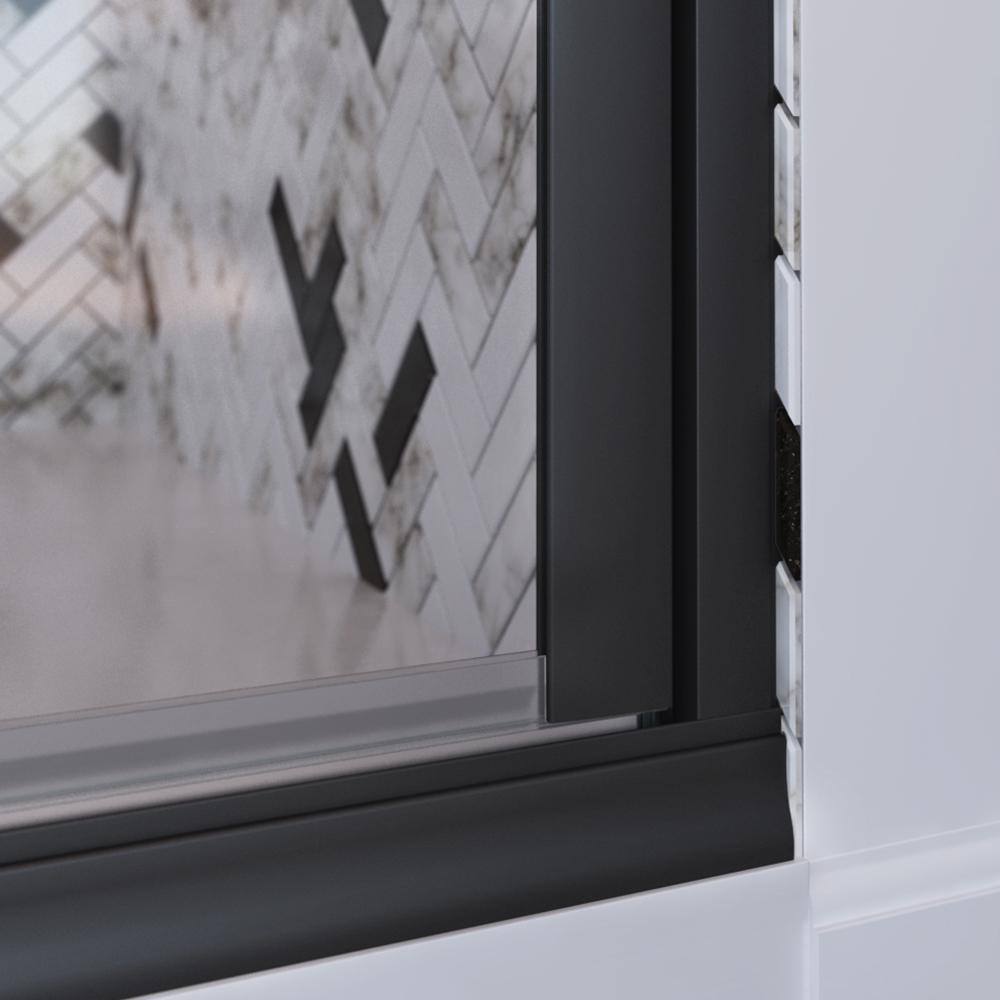 Distinctive Elite Matte Black Semi-Frameless Hinged Shower Door with Clear Glass