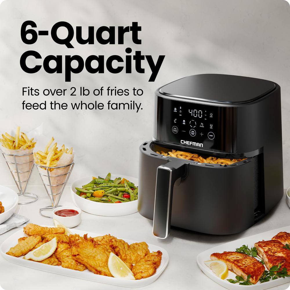 Chefman 6 Qt Black Digital Touch Air Fryer with Hi-Fry Technology