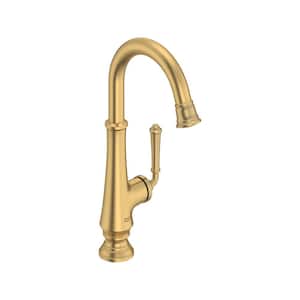 Delancey Single Handle Pull-Down Bar Faucet with Pull-Down Spray in Brushed Cool Sunrise