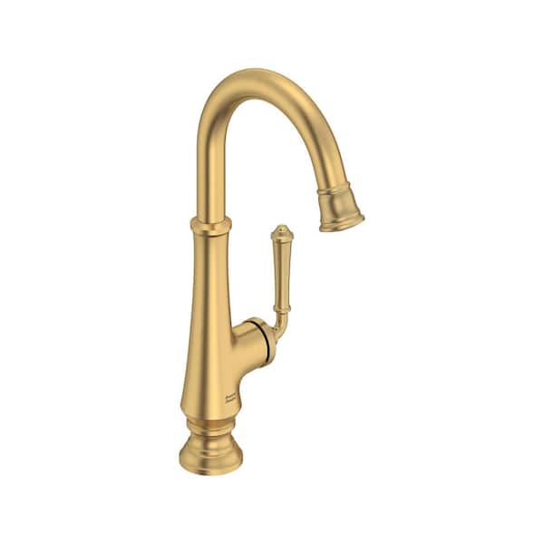 American Standard Delancey Single Handle Pull-Down Bar Faucet with Pull-Down Spray in Brushed Cool Sunrise