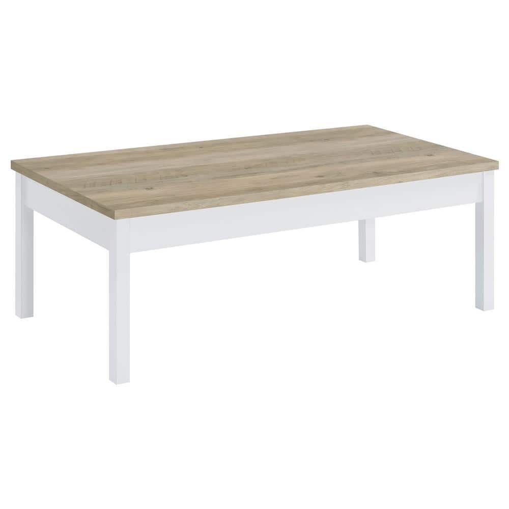 Stacie 47" Brown and White Rectangular Wood Coffee Table Set