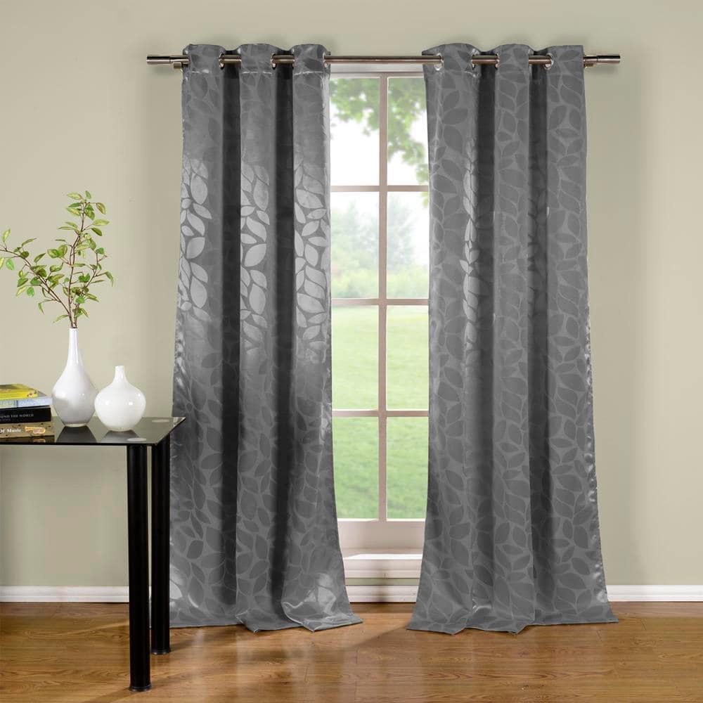 Zayden 38 in. W x 96 in. L Polyester Window Panel in Grey