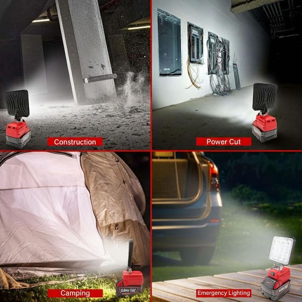 2pcs 48W 3800 Lumen LED Flood Work Light Cordless Power Source