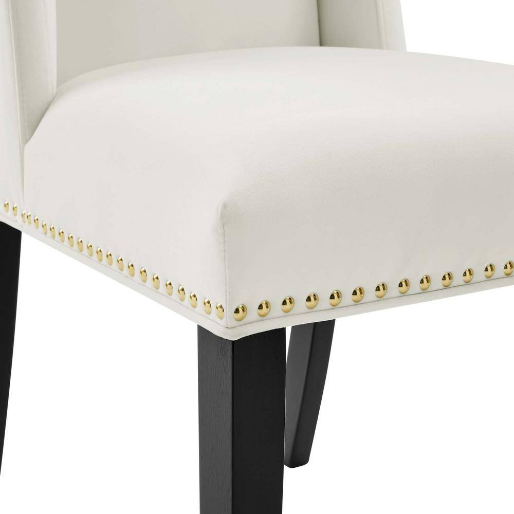 Elegant White Velvet Upholstered Side Chair with Wood Frame