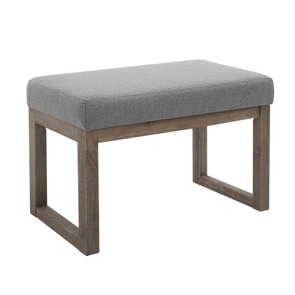 Unbranded 27 in. Wide Rectangle Ottoman Bench Grey Footstool, Linen Look Polyester Fabric for Living Room, Bedroom, Grey