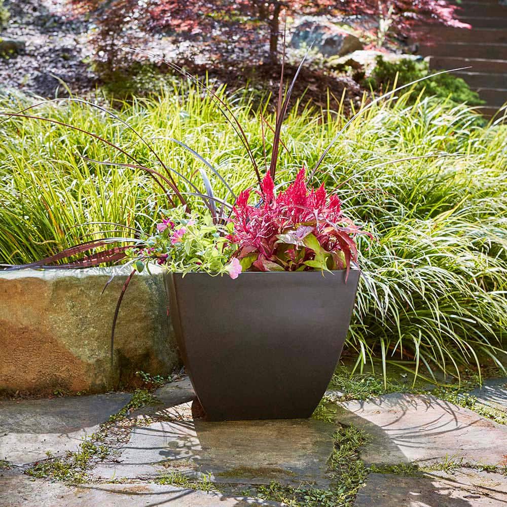 Large Coffee Square Outdoor Planter with UV Resistance