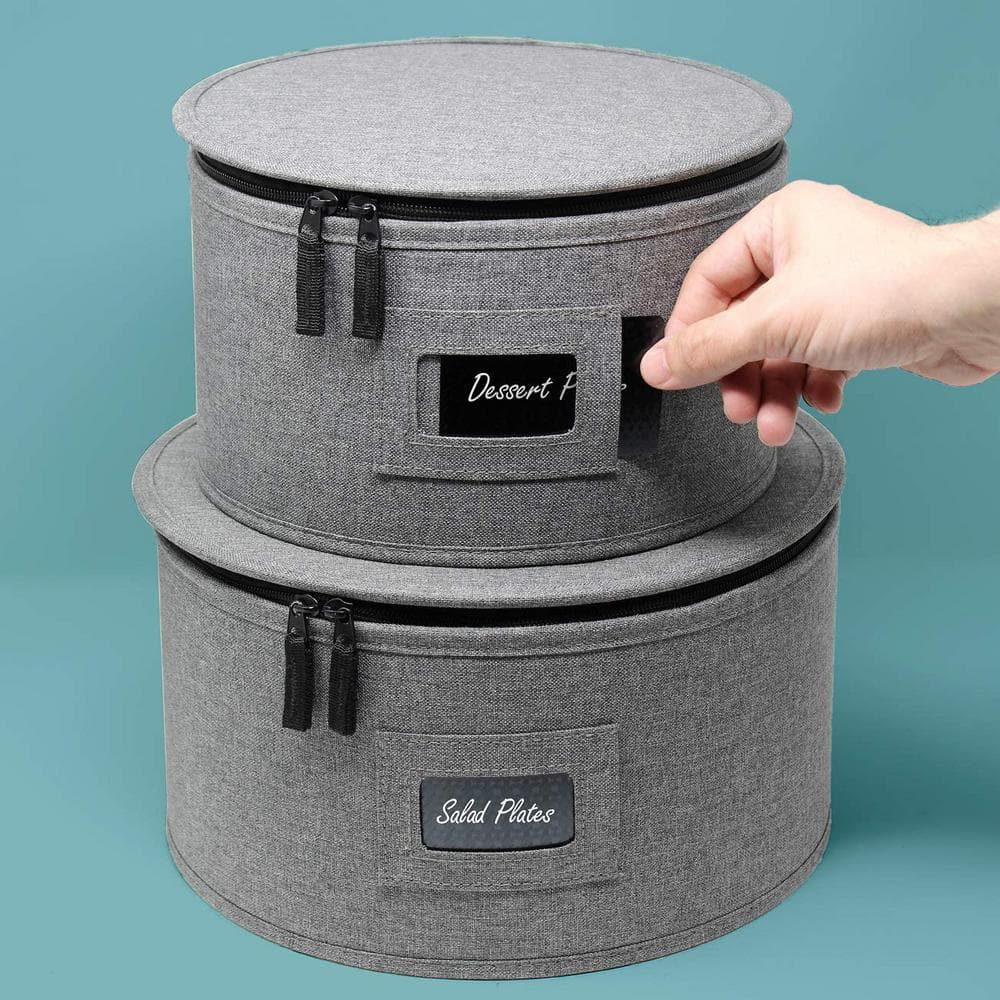 Sorbus 4-Piece Gray Quilted Dinnerware Storage Set