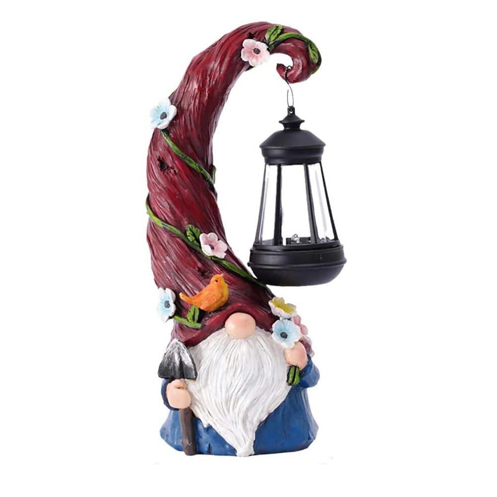 Gnome Garden Decor Statue Solar Gnomes Decorations for Yard with