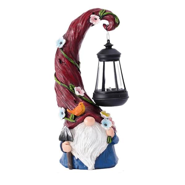 Gnome Garden Decor Statue Solar Gnomes Decorations for Yard with ...