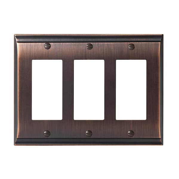 Amerock Bronze 3-Gang Decorator/Rocker Wall Plate (1-Pack)