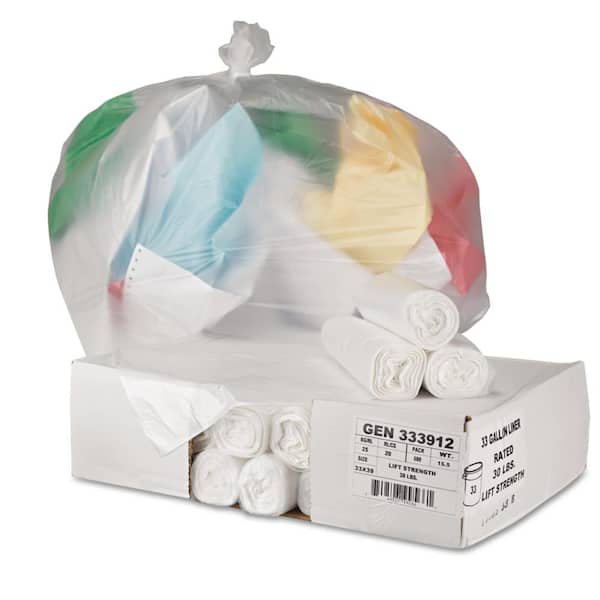 33-39 Gallon Trash Bags, High Density Liners 33”x40”