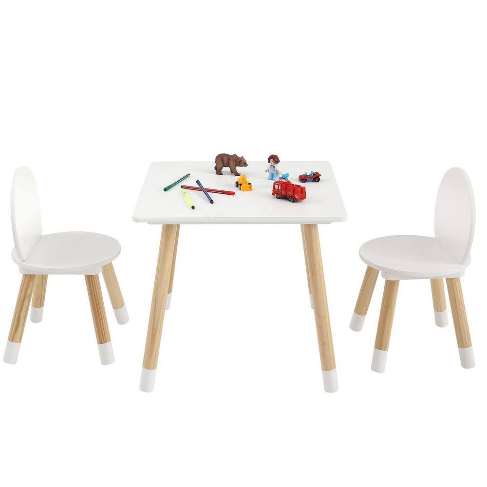 Dralvex 3-Piece Solid Wood Top Kids Activity Table and Chair Set, White and Natural Finish price history on PriceWatchPro