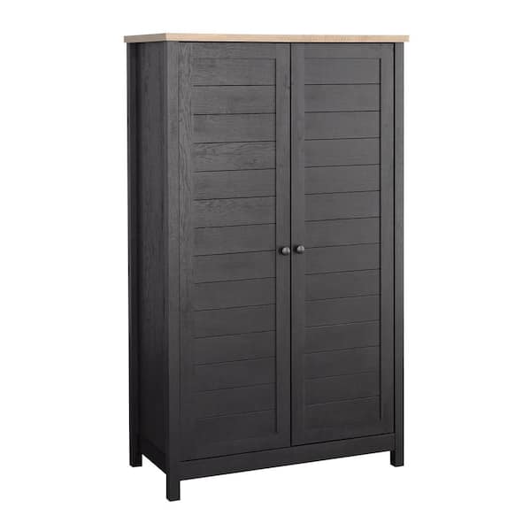 SAUDER Cottage Road Raven Oak Accent Storage Cabinet with Adjustable Shelves and Framed Panel Doors