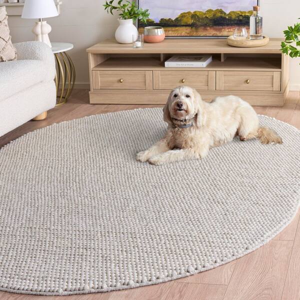 SAFAVIEH Natura 5 ft. x 8 ft. Oval Ivory Gradient Area Rug NAT620A