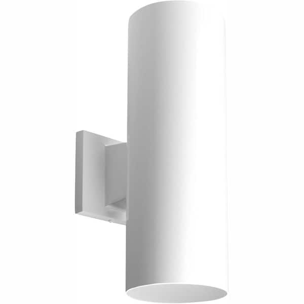 Progress Lighting Cylinder Collection 5" White Modern Outdoor Up and Down Light LED Wall Lantern Light for Entry and Garage