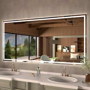 72 in. W x 36 in. H Rectangular Frameless LED Wall Bathroom Vanity Mirror