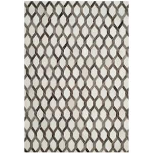 Studio Leather Ivory Grey 4 ft. x 6 ft. Abstract Geometric Area Rug
