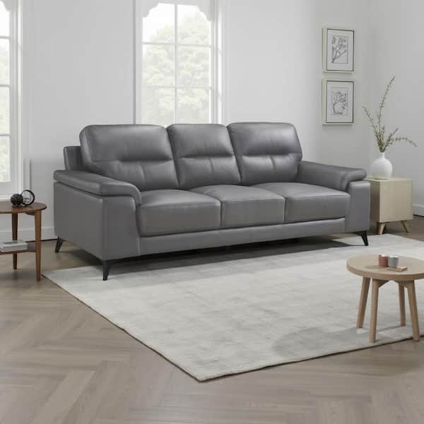 Gray Faux Leather Sofa