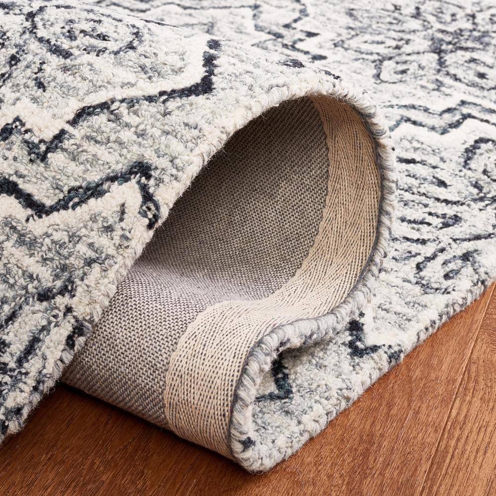 Handmade Gray Wool Tufted Abstract Rectangular Rug