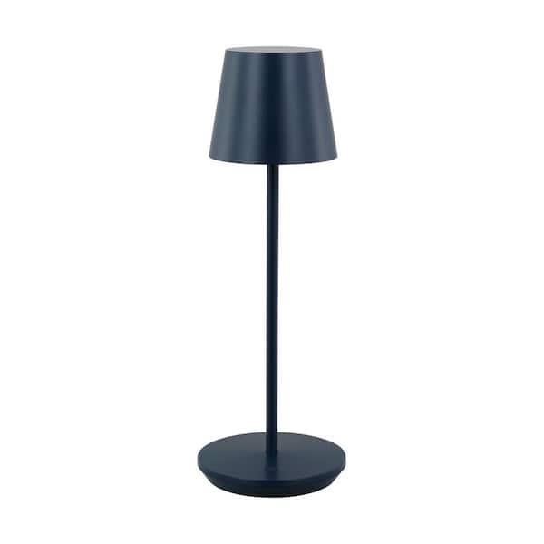 Mena 5.25 in. W x 12.875 in. H Hague Blue Dimmable Modern Rechargeable Integrated LED Accent Table Lamp with Metal Shade