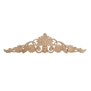 3-7/8 in. x 16-1/8 in. x 1/2 in. Unfinished Hand Carved North American Solid Red Oak Wood Onlay Grape Vine Wood Applique