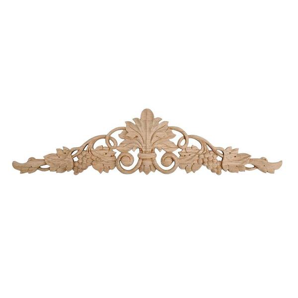 American Pro Decor 5-1/4 in. x 24-3/8 in. x 5/8 in. Unfinished Hand Carved North American Solid Red Oak Wood Onlay Grape Vine Wood Applique