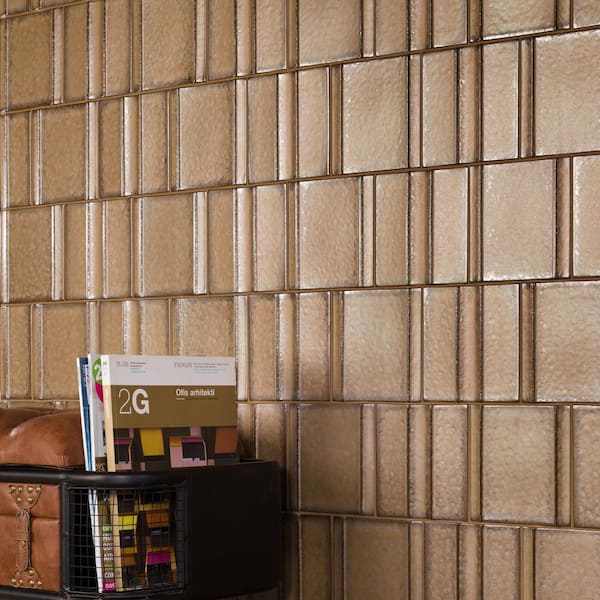 Hikari Golden Brown 5.82 in. x 5.82 in. 3D Metallic Look Matte Porcelain Wall Tile (7.82 sq. ft. / Case)