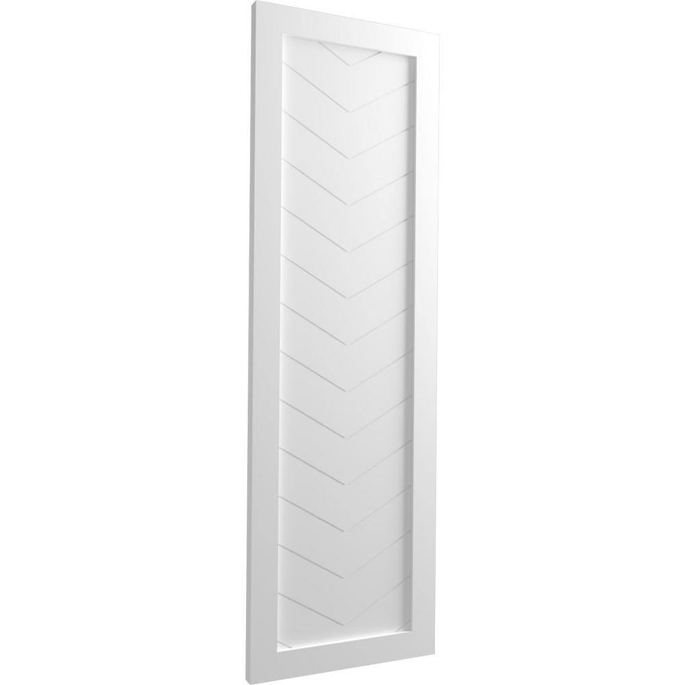Unfinished White PVC Chevron Modern Decorative Shutters, 12"W x 48"H