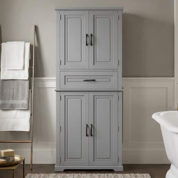 Ximuprmy 30 in. W x 16 in. D x 72 in. H Gray Slim Freestanding