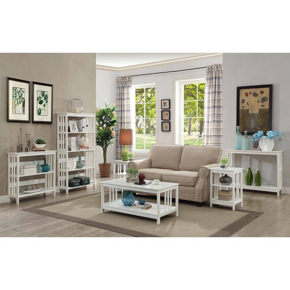 Sophisticated White Mission-Inspired Console Table with Birch Veneer