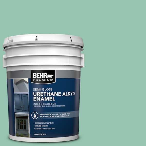 BEHR PREMIUM 5 gal. #M420-4 Jade Mountain Urethane Alkyd Semi-Gloss Enamel Interior/Exterior Paint
