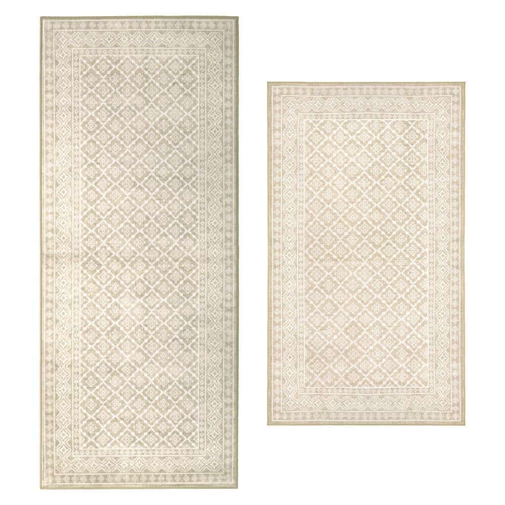 Autumn 2 ft. X 5 ft. Beige Oriental Machine Washable Rug Set price history on PriceWatchPro
