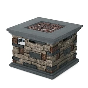 Chesney 32 in. x 24 in. Stone Square Outdoor Patio Gas Fire Pit