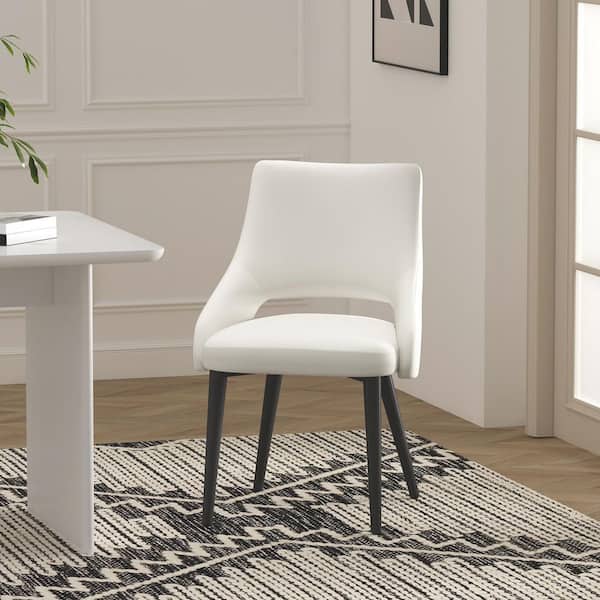 Tremont Modern White Faux Leather Upholstered Dining Side Chair with Metal Legs
