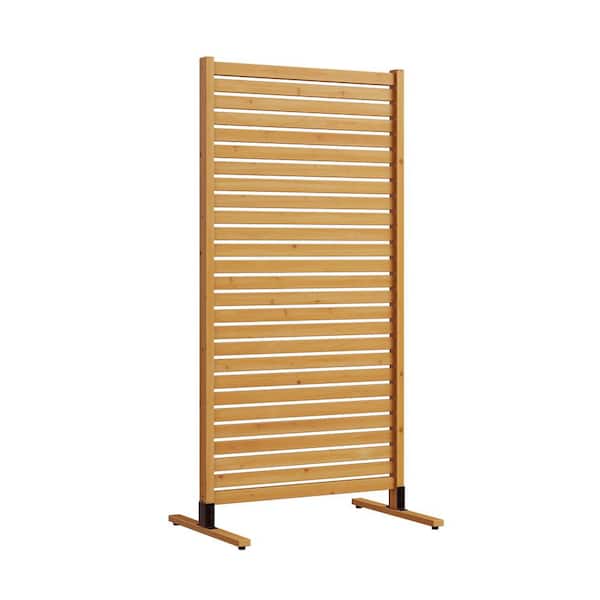 Tiaga 6 ft. H x 3 ft. W Freestanding or Surface Mounted Slatted Premium Wood Privacy Screen, Flat Top Style (1-Panel)