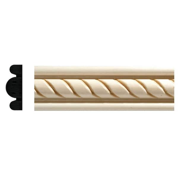 1831 1/2 in. x 1-3/8 in. x 96 in. White Hardwood Embossed Rope Detail Moulding