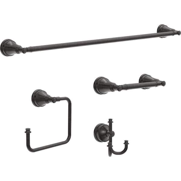 Delta Mylan 4-Piece Bath Hardware Set 18 to 24 in. Towel Bar, Toilet Paper Holder, Towel Ring, Towel Hook in Venetian Bronze