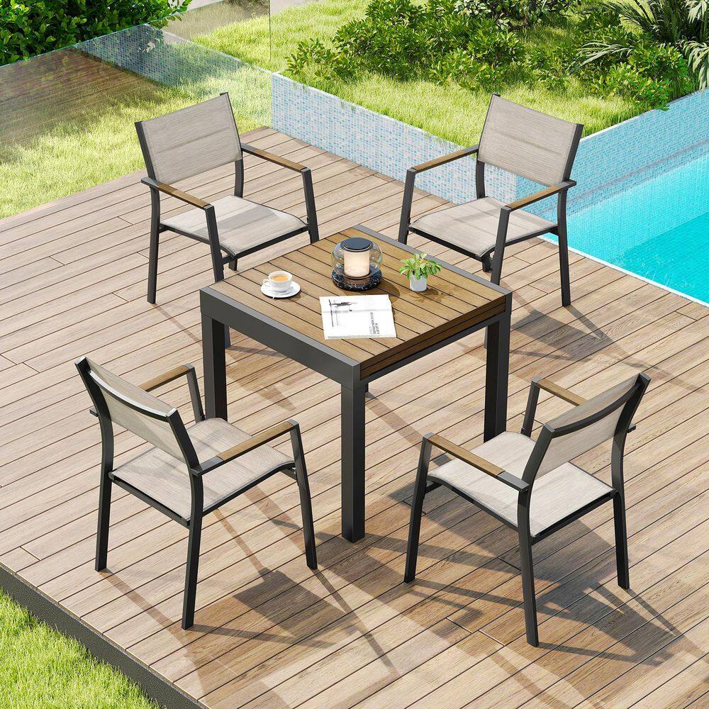 5-Piece Black Aluminum Extendable Table Outdoor Dining Set price history on PriceWatchPro
